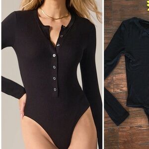 Vici Black Ribbed Bodysuit